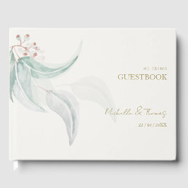 Elegant Eucalyptus Boho Chic Gouden Script Gastenboek