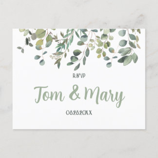 Elegant Eucalyptus Boho Greenery Wedding Rsvp Briefkaart