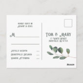 Elegant Eucalyptus Boho Greenery Wedding Rsvp Briefkaart (Achterkant)