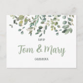 Elegant Eucalyptus Boho Greenery Wedding Rsvp Briefkaart (Voorkant)