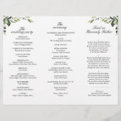 Elegant Eucalyptus Boho huwelijksceremonie program (Achterkant)