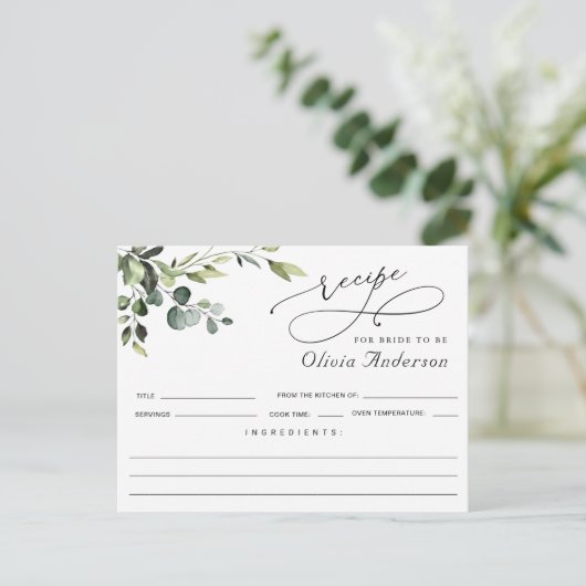 Elegant Eucalyptus Boho Vrijgezellenfeest Recept K Briefkaart (Staand voorkant)