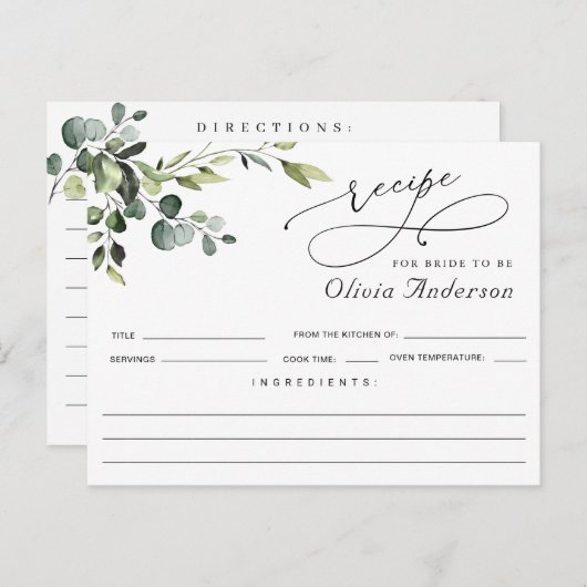 Elegant Eucalyptus Boho Vrijgezellenfeest Recept K Briefkaart (Voorkant / Achterkant)