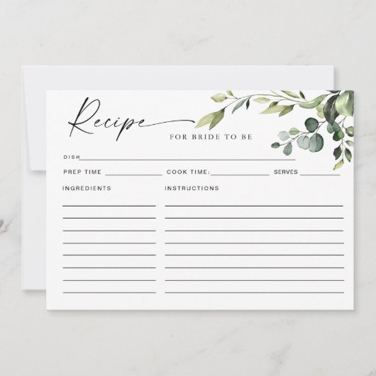 Elegant Eucalyptus Boho Vrijgezellenfeest Recept K Kaart (Voorkant)