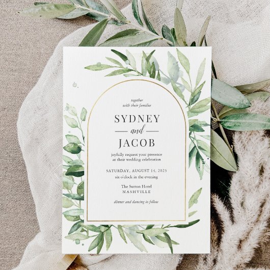 Elegant Eucalyptus Botanical Greenery Arch Wedding Kaart