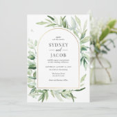 Elegant Eucalyptus Botanical Greenery Arch Wedding Kaart (Staand voorkant)