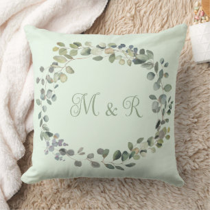 Elegant Eucalyptus Botanical Greenery Monogram Kussen