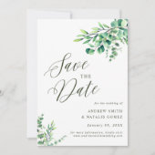 Elegant Eucalyptus Botanical Leaves Fotobruiloft Save The Date (Voorkant)