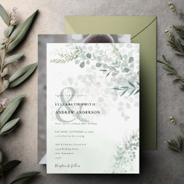 Elegant Eucalyptus Botanical Sage Foto Weddenschap Kaart