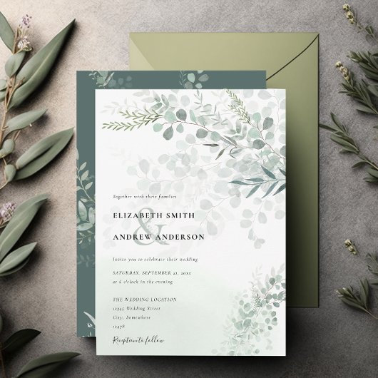 Elegant Eucalyptus Botanical Sage Weddenschap Kaart
