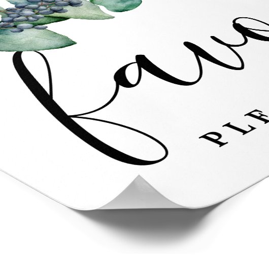 Elegant Eucalyptus Botanical Wedding Favor Sign Poster (Hoek)