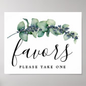 Elegant Eucalyptus Botanical Wedding Favor Sign Poster (Voorkant)