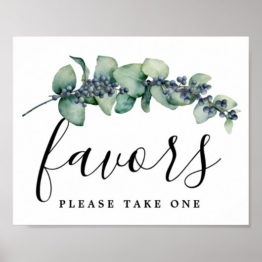 Elegant Eucalyptus Botanical Wedding Favor Sign Poster (Voorkant)