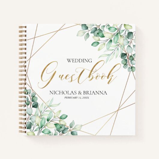 Elegant Eucalyptus Botanical Wedding Guestbook Notitieboek (Voorkant)