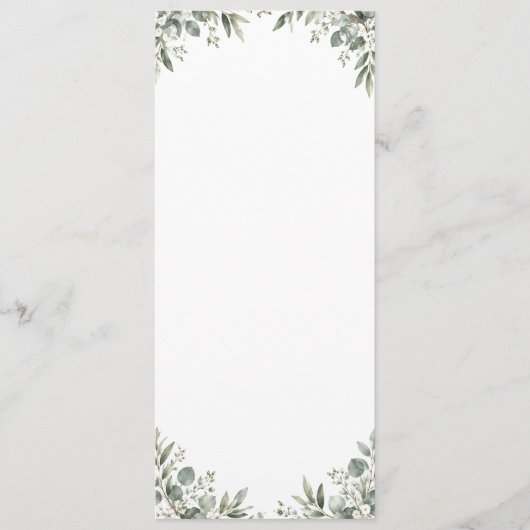 Elegant Eucalyptus Botanical Wedding Program Programmakaart (Voorkant)