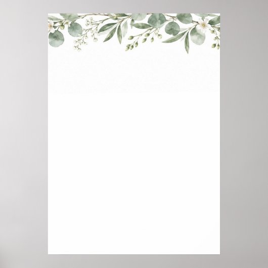 Elegant Eucalyptus Botanical Wedding Seating Chart Poster (Voorkant)