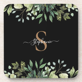Elegant Eucalyptus Botanisch Goud Monogram Script Bier Onderzetter