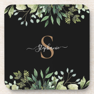 Elegant Eucalyptus Botanisch Goud Monogram Script Bier Onderzetter