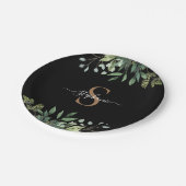 Elegant Eucalyptus Botanisch Goud Monogram Script Papieren Bordje (Gekanteld)