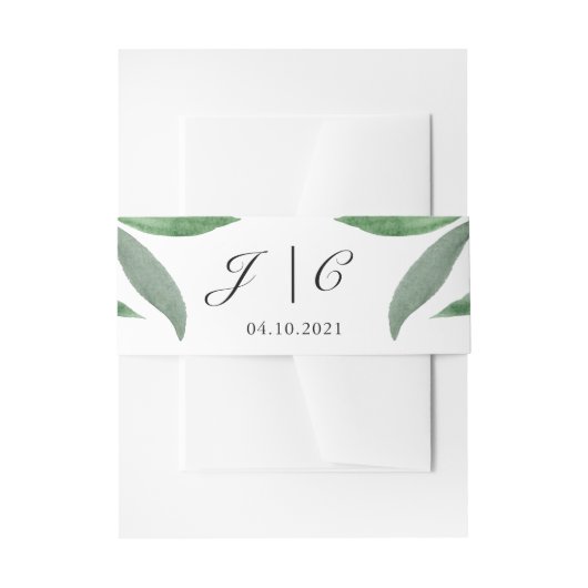 Elegant Eucalyptus Botanisch Monogram Wit Uitnodigingen Wikkel (Voorkant Voorbeeld)