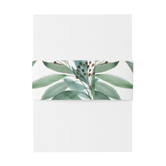 Elegant Eucalyptus Botanisch Monogram Wit Uitnodigingen Wikkel (Achterkant Voorbeeld)
