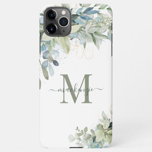 Elegant Eucalyptus Botanische Florenz Monogram iPhone Hoesje (Achterkant)