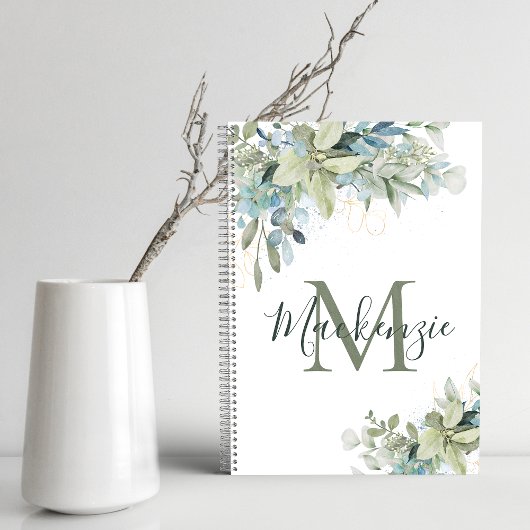 Elegant Eucalyptus Botanische Florenz Monogram Notitieboek