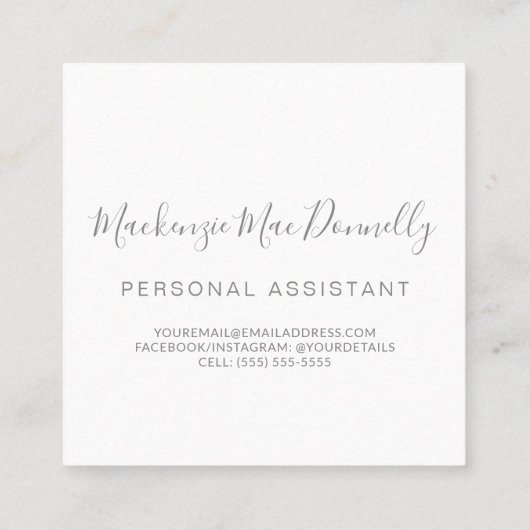 Elegant Eucalyptus Botanische Florenz Monogram Vierkante Visitekaartje (Achterkant)