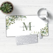Elegant Eucalyptus Botanische monogram Bureaumat