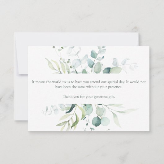 Elegant Eucalyptus Botanische Waterverf bruiloft Bedankkaart (Achterkant)
