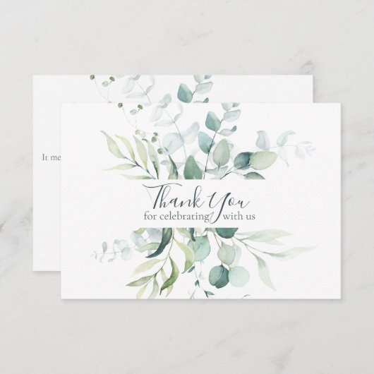 Elegant Eucalyptus Botanische Waterverf bruiloft Bedankkaart (Voorkant / Achterkant)
