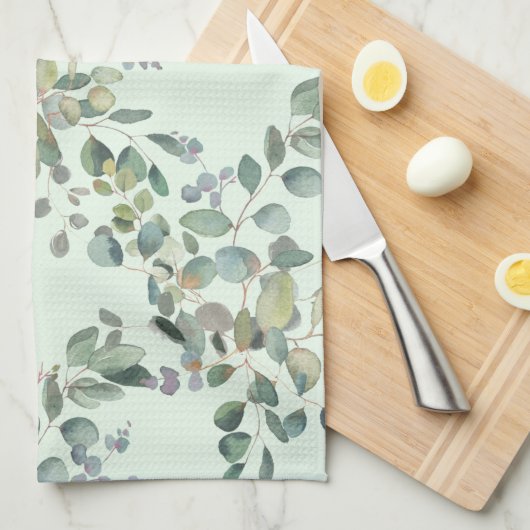 Elegant Eucalyptus Botanische Waterverf Greenery Theedoek (Quarter Fold)