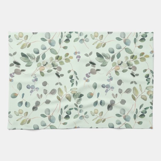 Elegant Eucalyptus Botanische Waterverf Greenery Theedoek (Horizontaal)