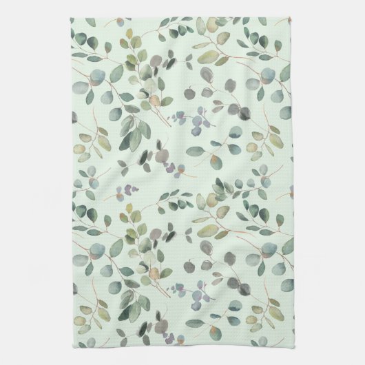 Elegant Eucalyptus Botanische Waterverf Greenery Theedoek (Verticaal)