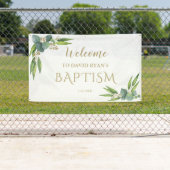 Elegant Eucalyptus Boy Baptism Welcome Sign Spandoek (Insitu)