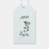 Elegant Eucalyptus Branch Botanical Dusty Green Cadeaulabel (Achterkant)