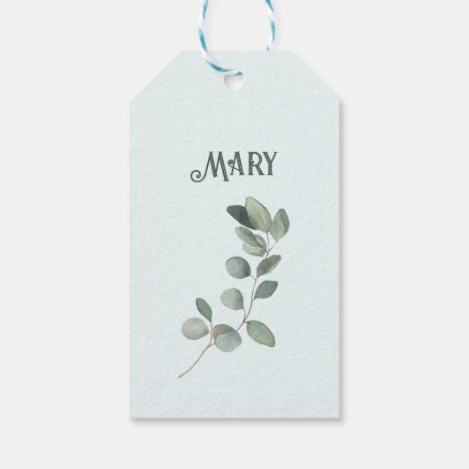 Elegant Eucalyptus Branch Botanical Dusty Green Cadeaulabel (Achterkant)