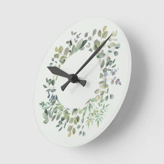 Elegant Eucalyptus Branch Botanical Dusty Green Ronde Klok (Hoek)