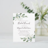 Elegant Eucalyptus Bridal Brunch Invitation Postca Briefkaart (Staand voorkant)