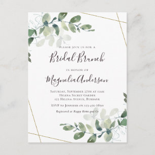 Elegant Eucalyptus Bridal Brunch Invitation Postca Briefkaart