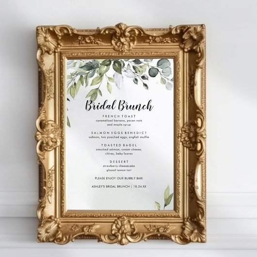 Elegant Eucalyptus Bridal Brunch Menu