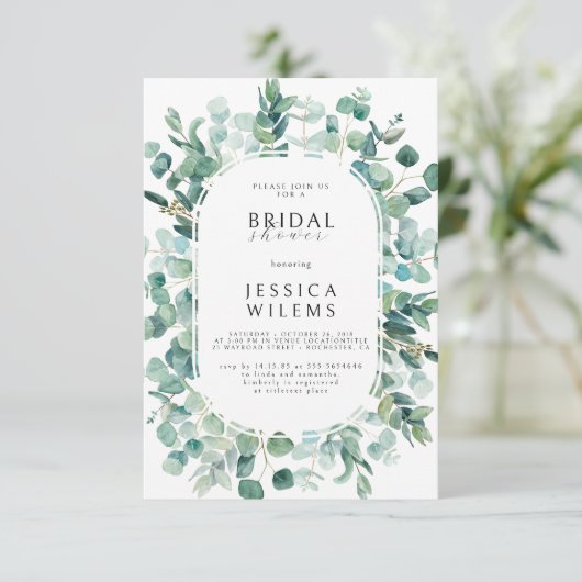 Elegant Eucalyptus Bridal Shower Kaart (Staand voorkant)