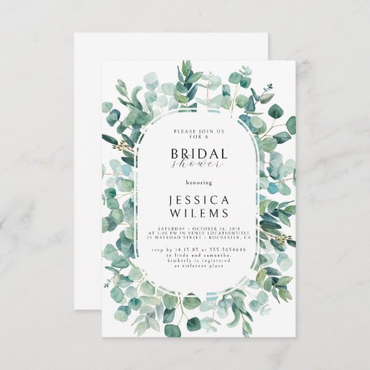 Elegant Eucalyptus Bridal Shower Kaart (Voorkant / Achterkant)