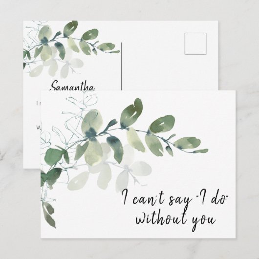 Elegant Eucalyptus Bridesmaid proposal Kaart (Voorkant / Achterkant)