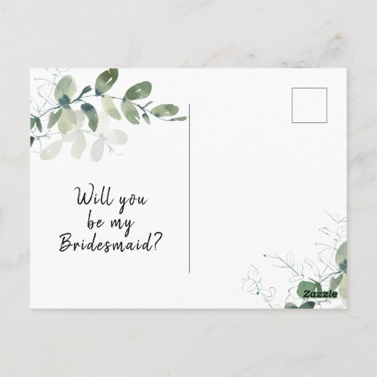 Elegant Eucalyptus Bridesmaid proposal Kaart (Achterkant)