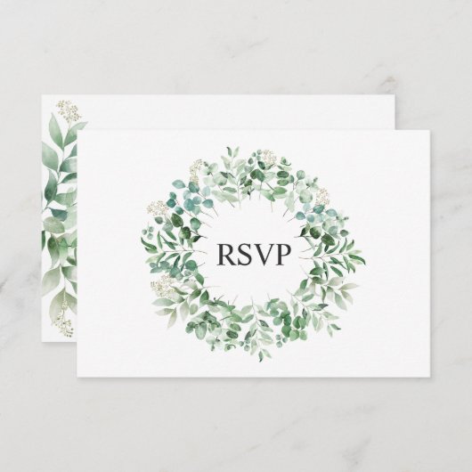 Elegant Eucalyptus bruiloft RSVP Kaart (Voorkant / Achterkant)