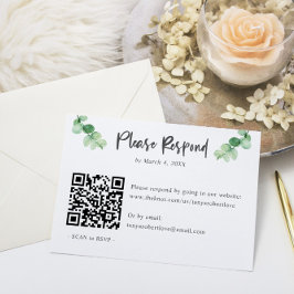 Elegant Eucalyptus bruiloft RSVP QR Code Online Kaartje