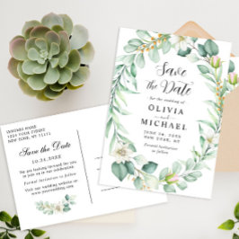 Elegant Eucalyptus Bruiloft Save the Date Kaart
