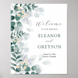 Elegant eucalyptus bruiloft welkom poster