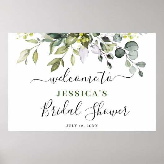 Elegant Eucalyptus BRUILOFTSFEest Welkomstbord Poster (Voorkant)